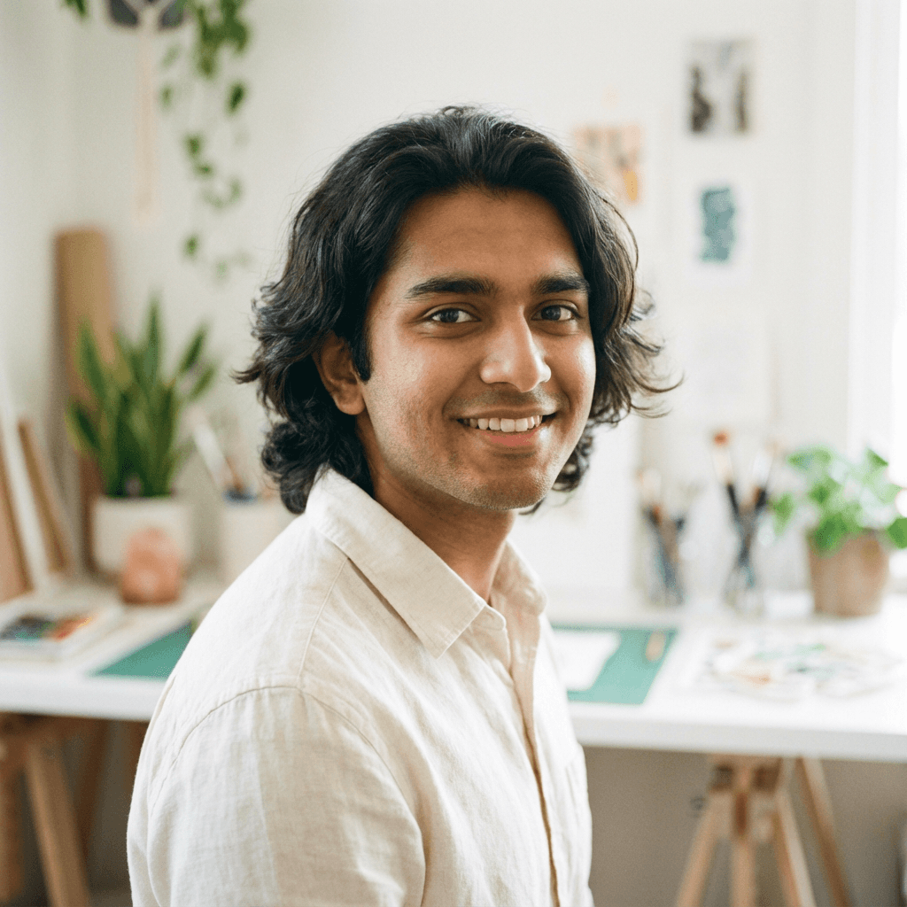 Male founder in his early 30s, casual blazer, studio portrait